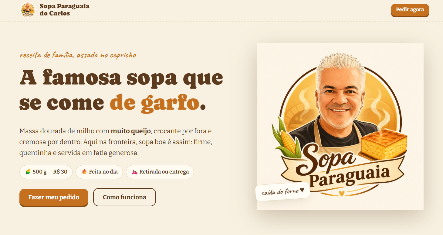 Print do site Sopa Paraguaia